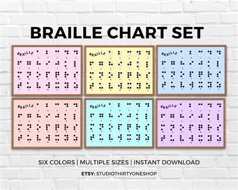 Braille Alphabet Chart Sets Classroom Homeschool Posters - Etsy