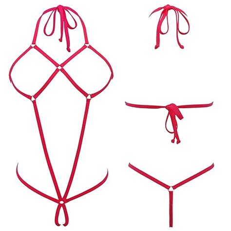 LAMORTY Extreme Micro Bikini Slingshot Bikini String Uncensored Crotch Swimsuit Open Bikinis