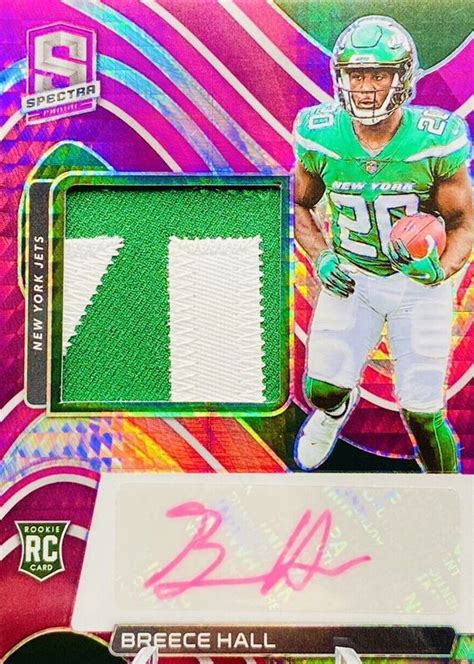 Breece Hall 2022 Spectra Rookie Patch Auto Neon Pink 213 Price Guide