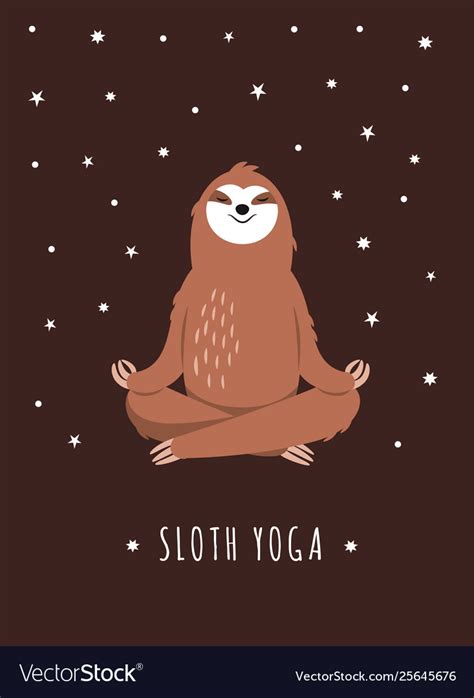 Yoga Sloth Cute Character Adorable Royalty Free Vector Image