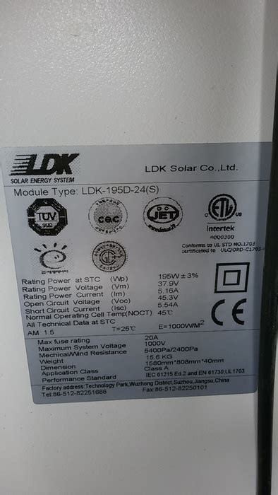 Solar Panel Ldk Solar D S Wp Wp Mono Secondsol