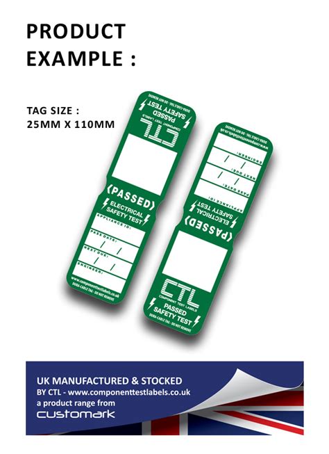 Ctl Passed Electrical Safety Test Dura Cable Tags Printed Green On