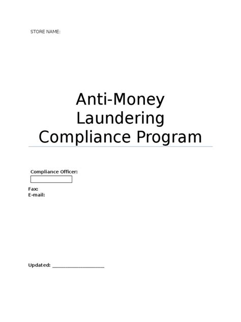 Anti Money Laundering Compliance Plan 2011agents Pdf Money Laundering Stored Value Card