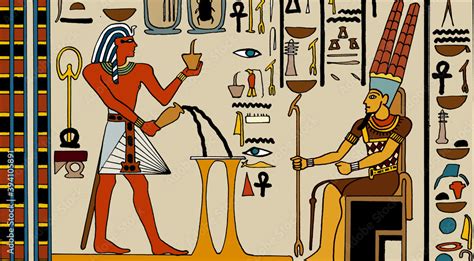 Ancient Egypt - Drawing Egyptian hieroglyphs Stock Illustration | Adobe ...