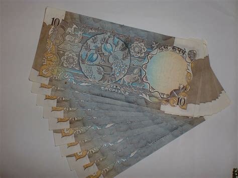 INDIA PAPER MONEY - 10 X RS 10/- OLD NOTES - R.N.MALHOTRA - RARE - D-38 ...