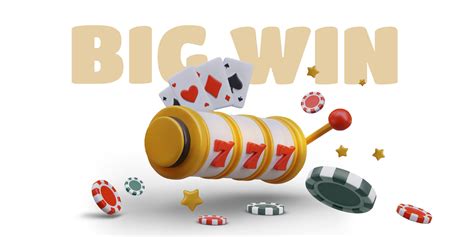 Big win vector banner. 3D slot machine, playing cards, poker chips ...