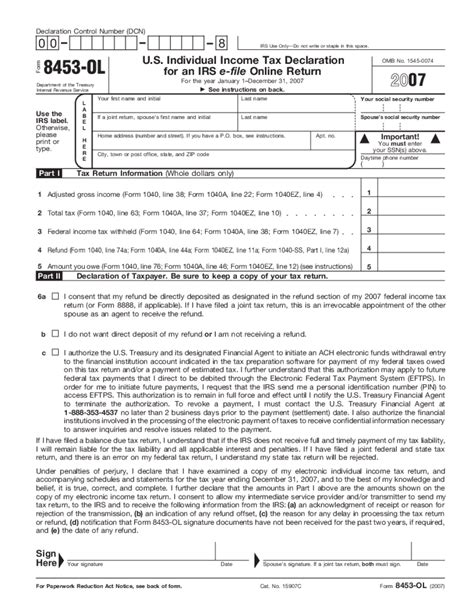 Form 8453 Ol Irs Fill Out And Sign Printable Pdf Template Airslate