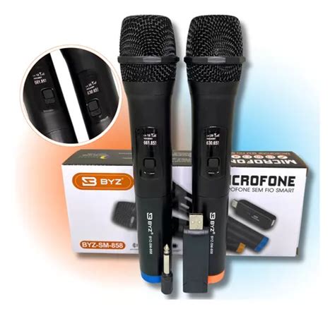 2x Microfones Sem Fio Profissional Dinâmico Karaoke Duplo Cor Preto