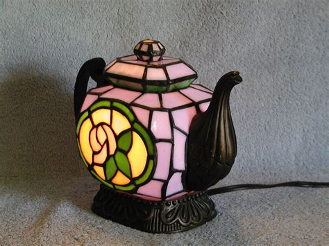 Accent Lamp Stained Glass Teapot Nightlight Etsy