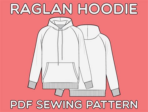 Raglan Hoodie Pdf Sewing Pattern Sizes Xs S M L Xl Etsy Hoodie Sewing Pattern