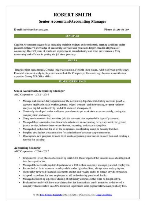 Accounting Manager Resume Samples QwikResume