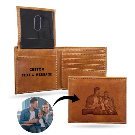 Personalized Leather Wallet Custom Photo Engraved Wallet Anniversary