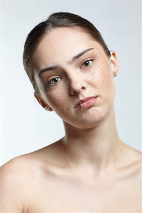 Headshot of Emotional Female Face Portrait with Calm and Tender Facial ...