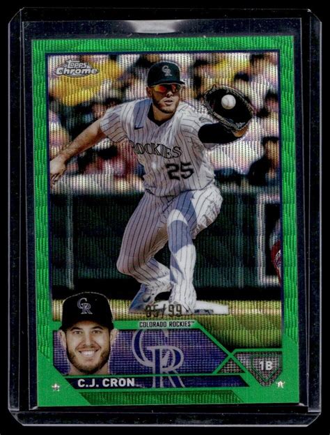 2023 Topps Chrome Green Wave Refractor 160 C J Cron 99 For Sale