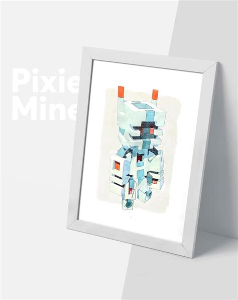 Robot Pixel Art, Game Fan Poster, Digital Download, Minecraft Theme ...