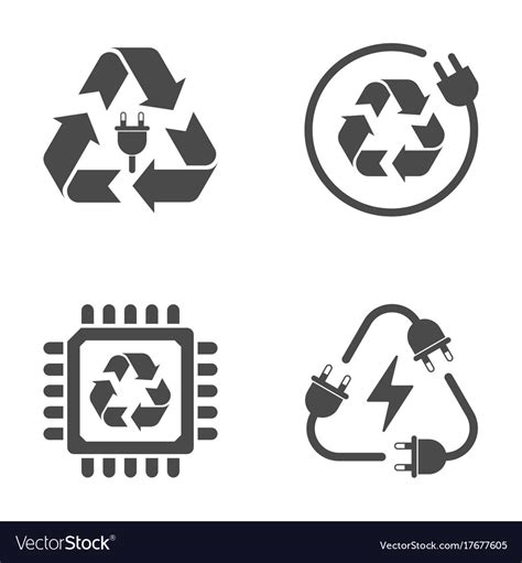 Recycle sign e-waste garbage icons on white Vector Image