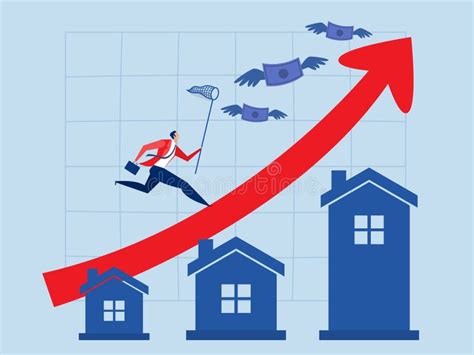 Inflation Housing Price Rising Up Businessman Running On Rising Red