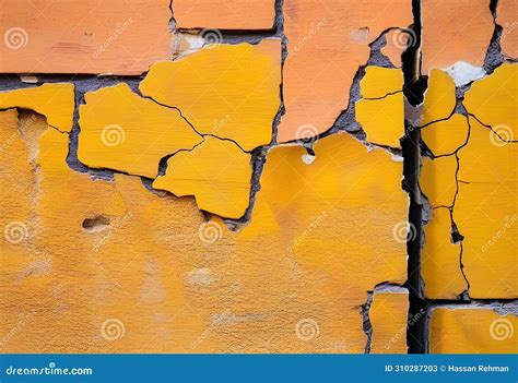 Close Up Badly Fixed Building Facade Wall Covered With Cracks In