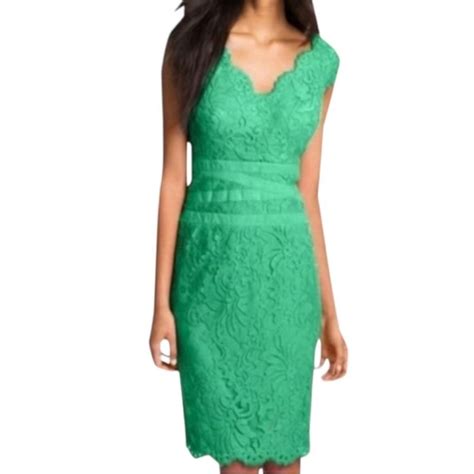 Tadashi Shoji Embroidered Lace Sheath Cocktail Dress Gem