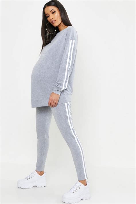 Maternity Contrast Stripe Loungewear Set Boohoo