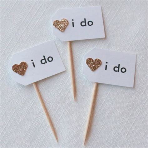 12 I Do Cupcake Toppers Wedding Cupcake Toppers Rose Gold Etsy