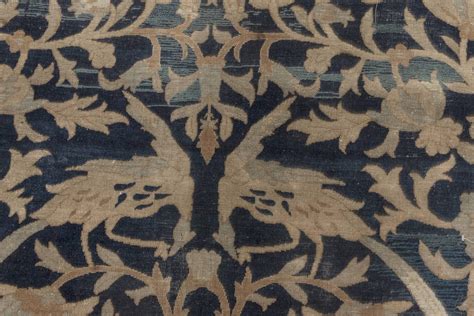 Antique Persian Kirman Beige Brown And Midnight Blue Rug Index BB6089