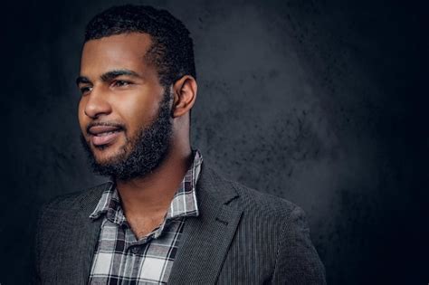 Free Photo Close Up Studio Portrait Of Black Bearded Male Over Grey