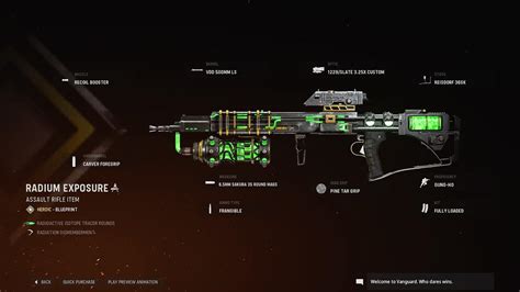 Radium Exposure Cod Warzone And Vanguard Weapon Blueprint Call Of Duty