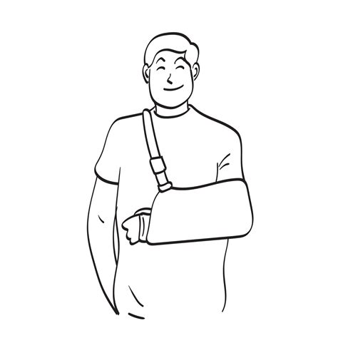 Man With A Broken Arm Wearing An Arm Splint Illustration Vector Hand