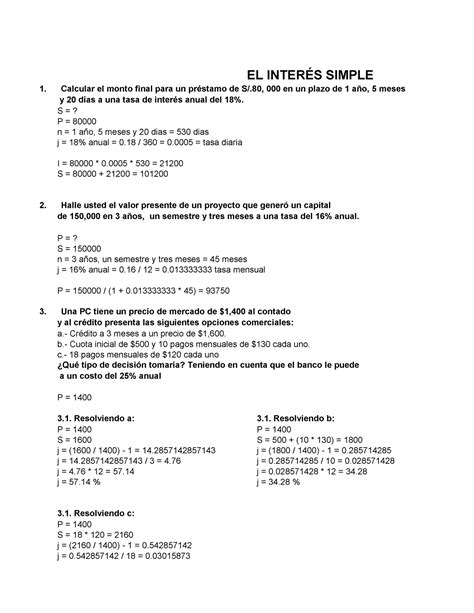 MF C1 G5 practica 1 ejercicios de interés simple Calcular el monto