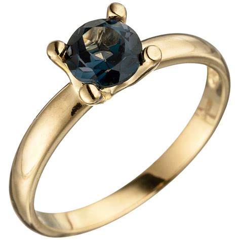 SIGO Damen Ring 585 Gold Gelbgold 1 Blautopas Blau London Blue