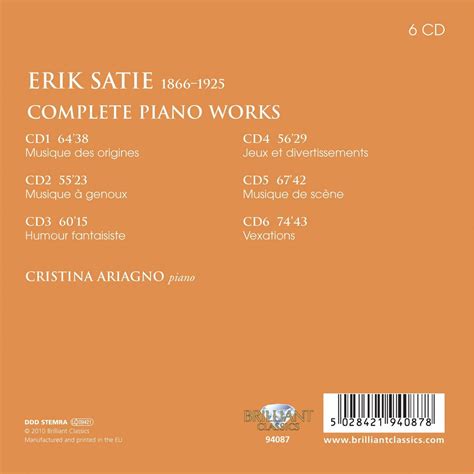 Satie Complete Piano Works Cd Emag Hu