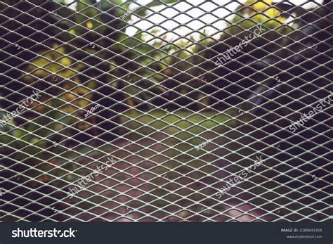 Chain Link Fence Blurred Background Demarcation Stock Photo