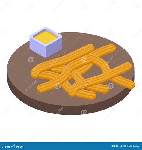 Churro Sauce Menu Icon Isometric Vector Spain Food Stock Vector