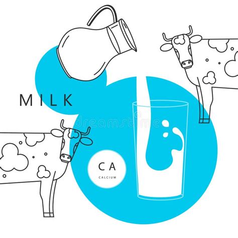 Graphic Illustration With A Cow And A Glass Of Milk Stock Vector Illustration Of Food Full