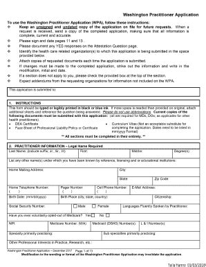 Form Wa Molina Healthcare Washington Practitioner Application