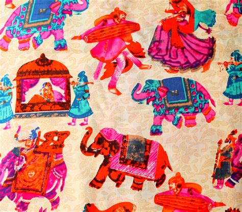 Elephant Print Fabric Colorful Elephant Printed Cotton