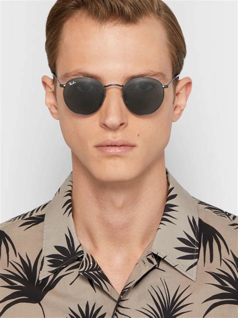 Ray Ban Round Frame Gunmetal Tone Sunglasses For Men Mr Porter