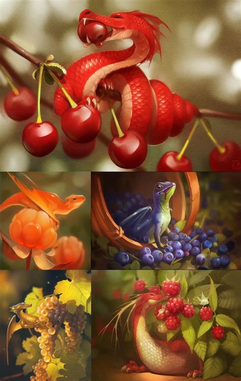 Fruit Dragons | Cute art styles, Fruit, Card art