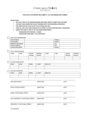 Fillable Online Csu FINANCE SYSTEMS ACCESS REQUEST FORM Fax Email Print