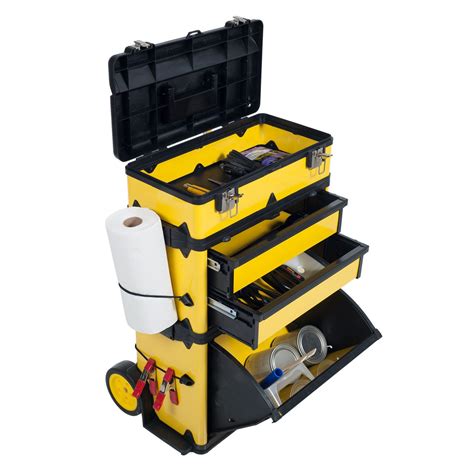 Mobile Stacking Portable Metal Trolley Tool Box Chest By Stalwart