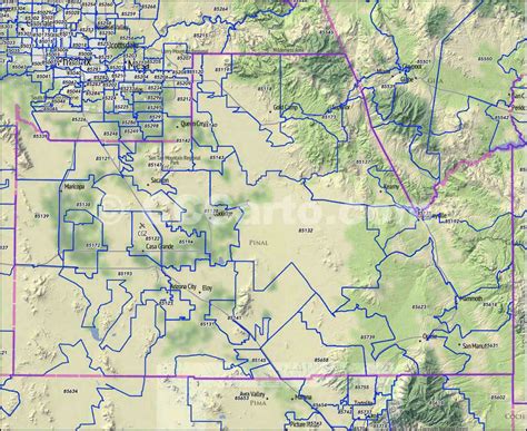 Pinal County Arizona Zip Codes Casa Grande Zip Code Boundary Map