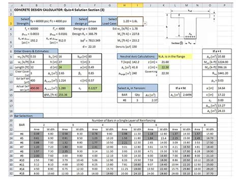 Structural Engineering Spreadsheet Civil Engineering