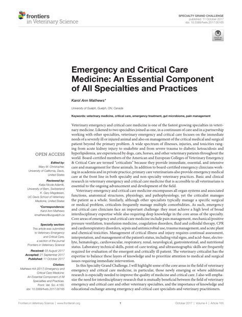 Pdf Emergency And Critical Care Medicine An Essential Component Of