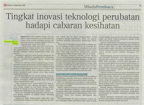 Tingkat Inovasi Teknologi Perubatan Hadapi Cabaran Kesihatan UMPSA News