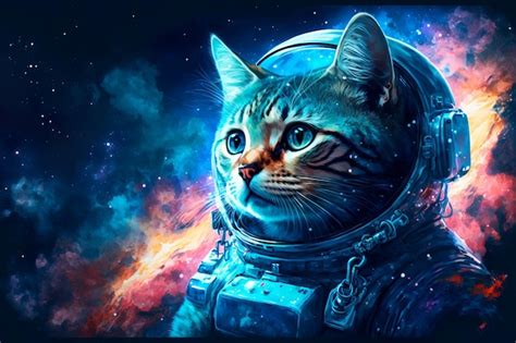 Premium Photo | Beautiful cat in outer spaceFirst trip to space