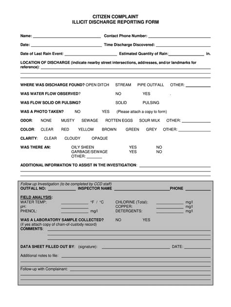 Fillable Online Illicit Discharge Report Form Fax Email Print Pdffiller