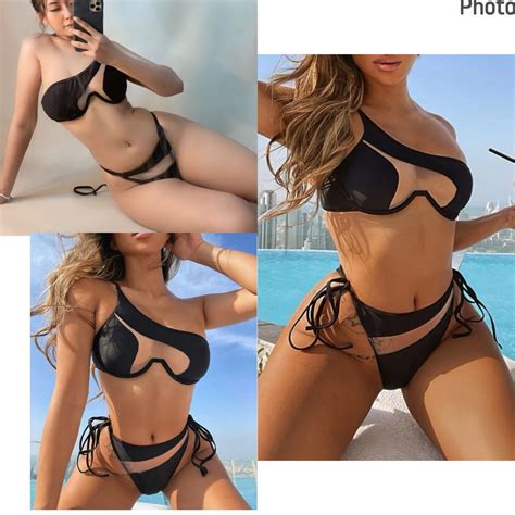 Sexy Contrast Mesh Bikini On Carousell