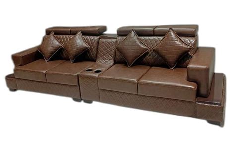 4 Seater Leather Brown L Shape Sofa Set Without Lounger At Rs 35500