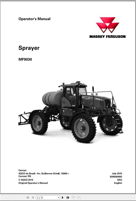 Massey Ferguson Sprayer Mf Operator Manual M Auto Repair